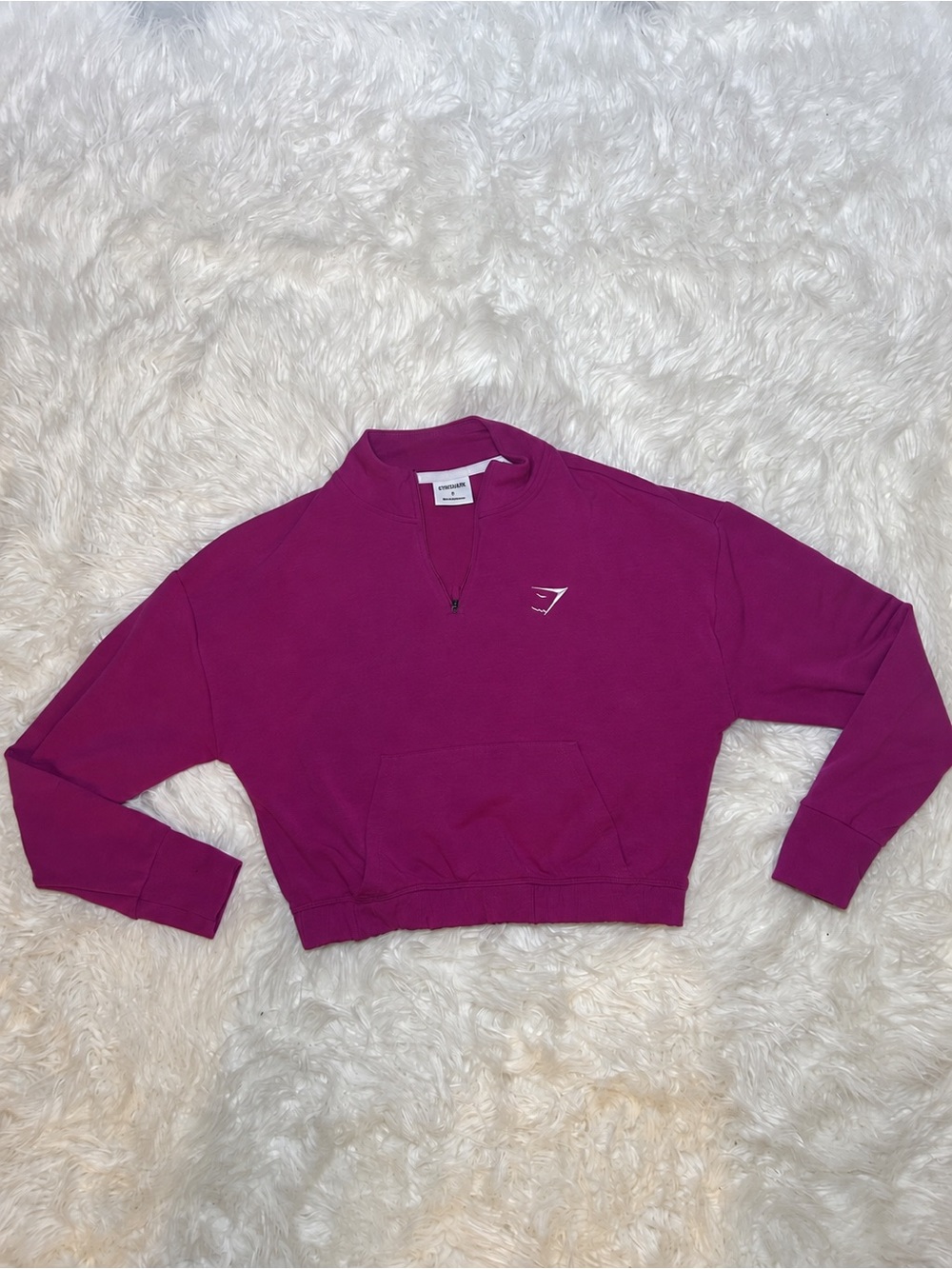 Gymshark Magenta Cropped Quarter-Zip Sweatshirt
